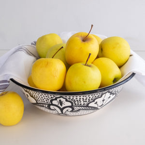 "Artisan 10 inch Haqima medium deep serving bowl with hand painted design"
