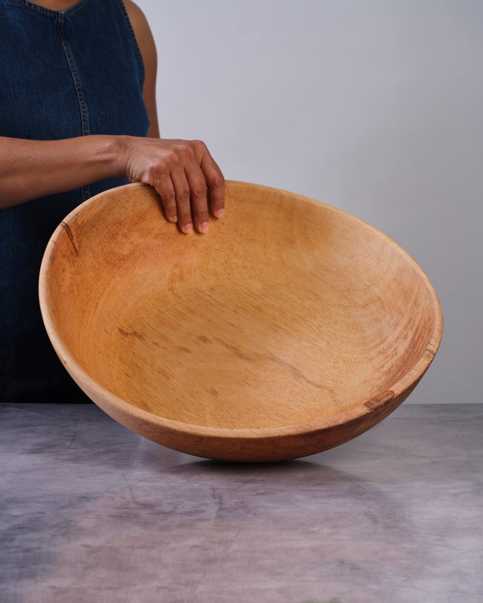 17" Large Wave Wood Salad Bowl