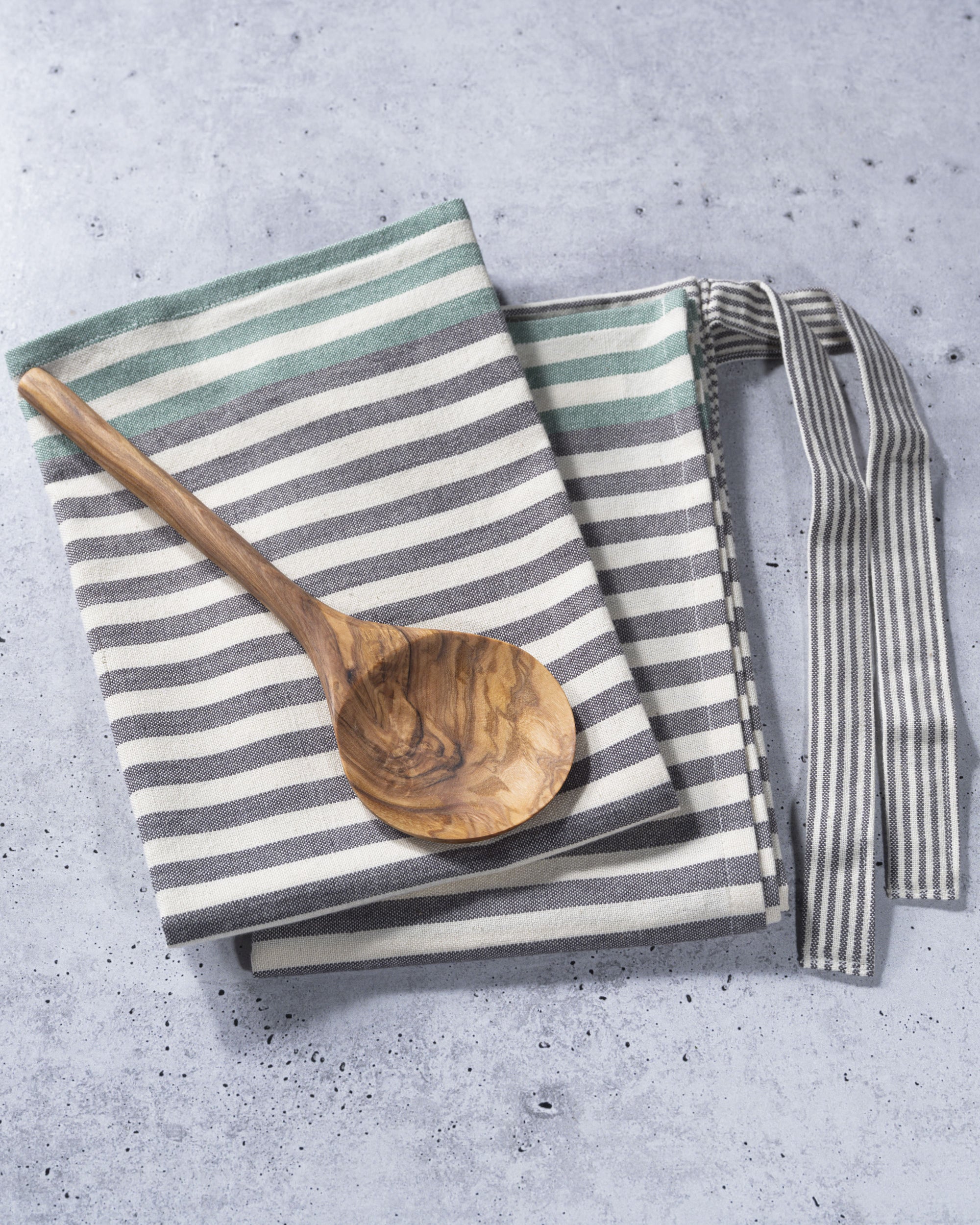 Gray with Green Stripes Kitchen Towels - Set of 2
