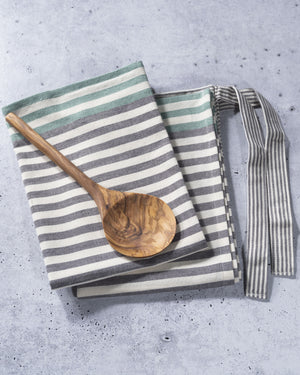 Gray with Green Stripes Kitchen Towels - Set of 2