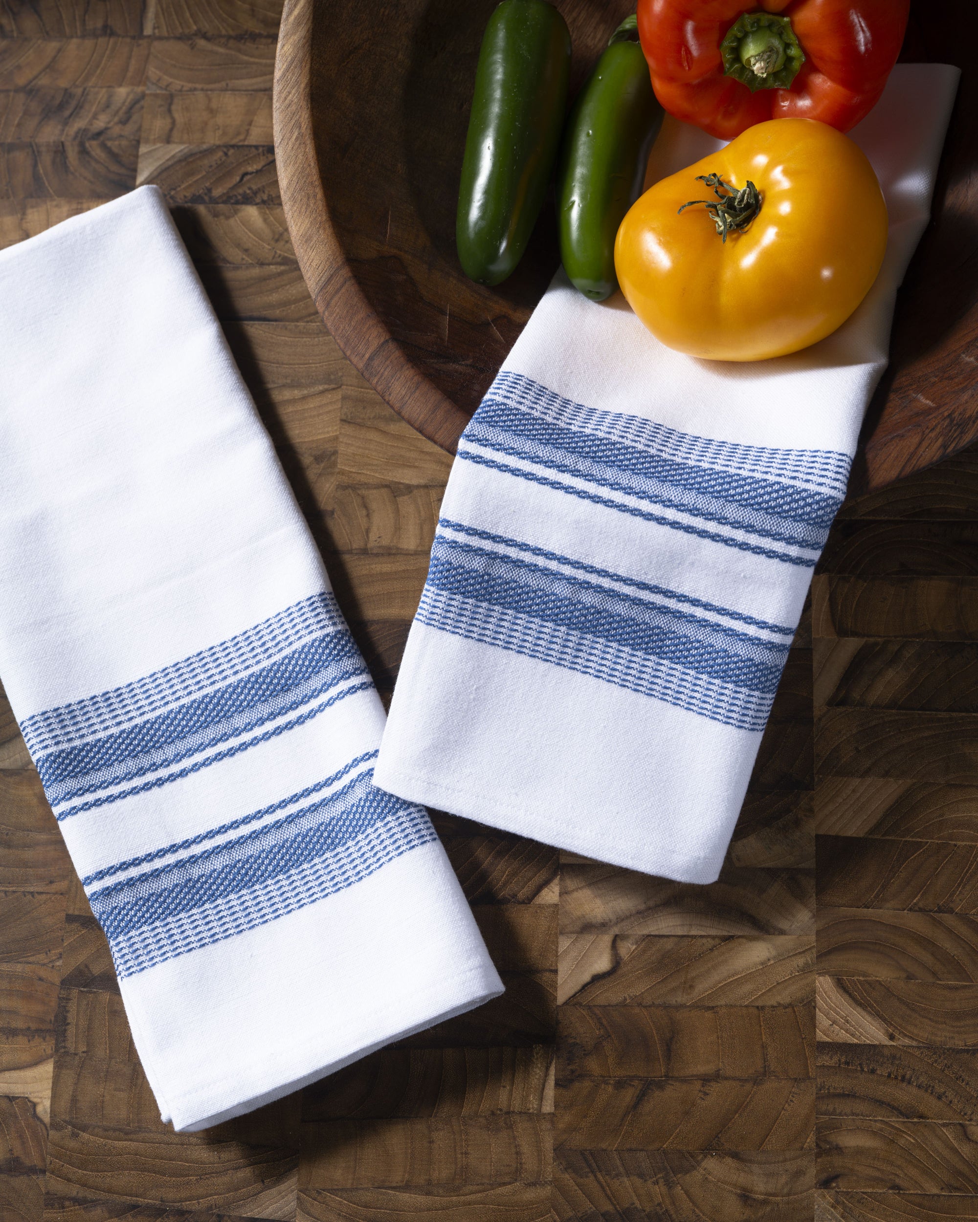 Blue Stripe Antigua Cotton Kitchen Towels