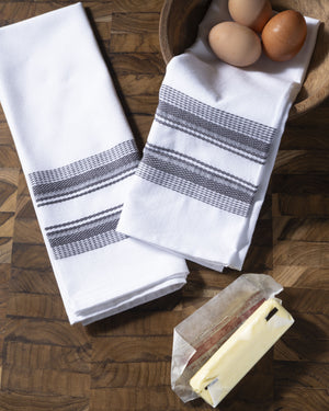 Slate Stripe Antigua Cotton Kitchen Towels
