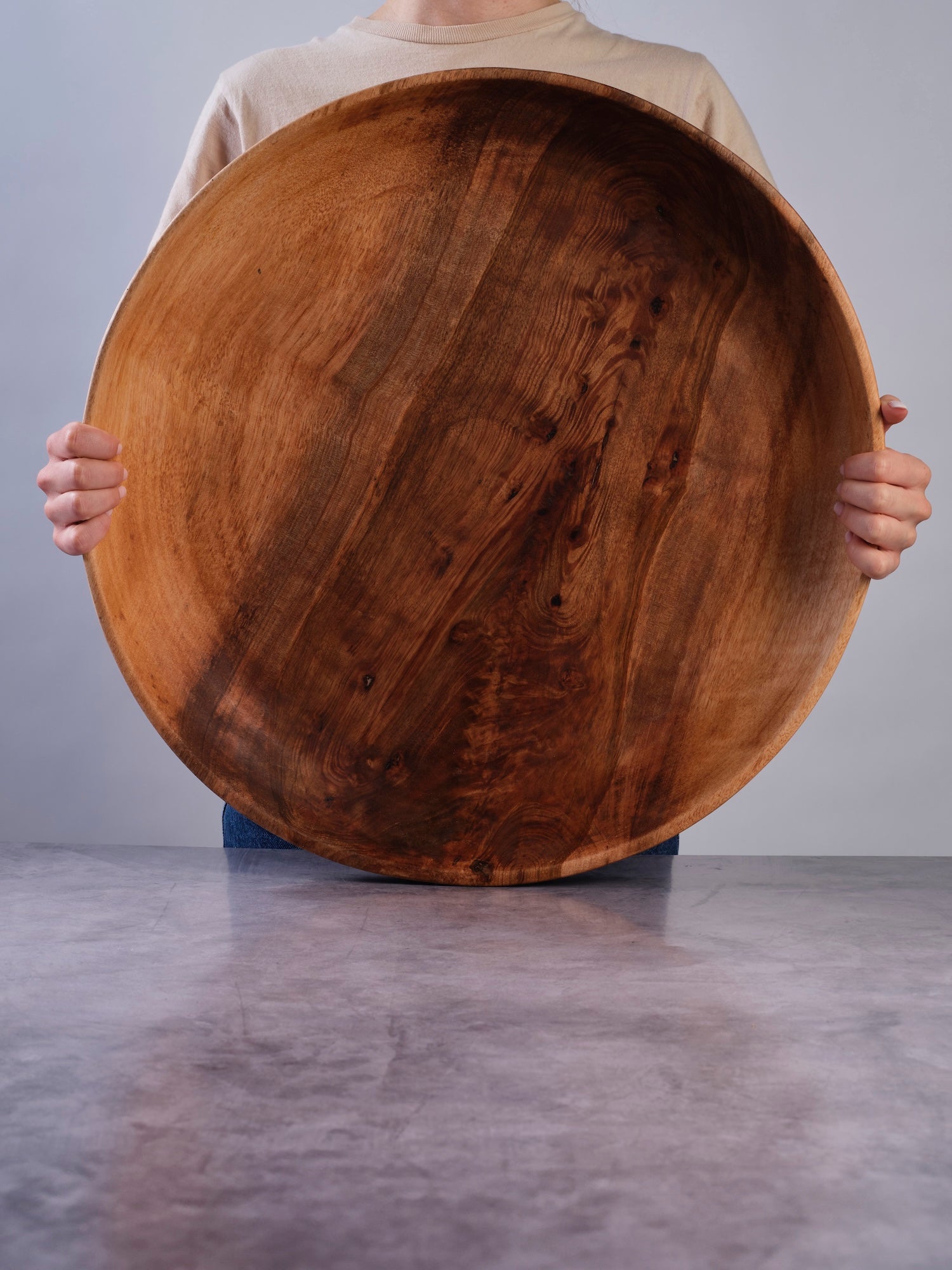 21" Extra Large Low Textured Wood Bowl
