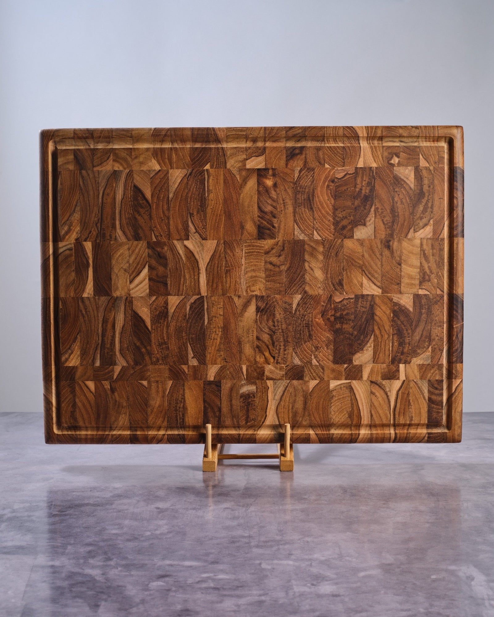 24x18 heavy-duty teak mosaic butcher block cutting board for kitchen use