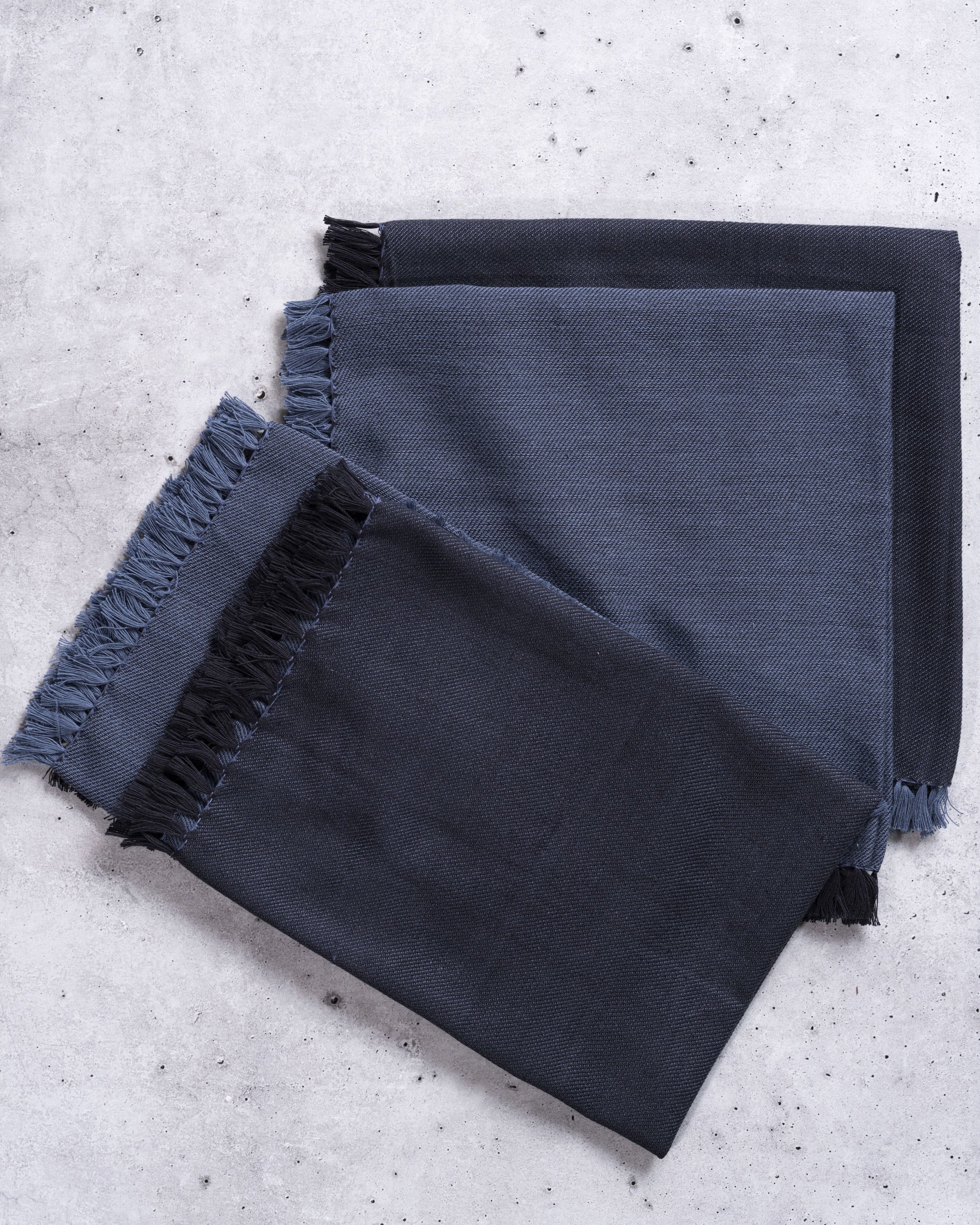 Double-Sided Fringe Cotton Napkins in Black and Silver