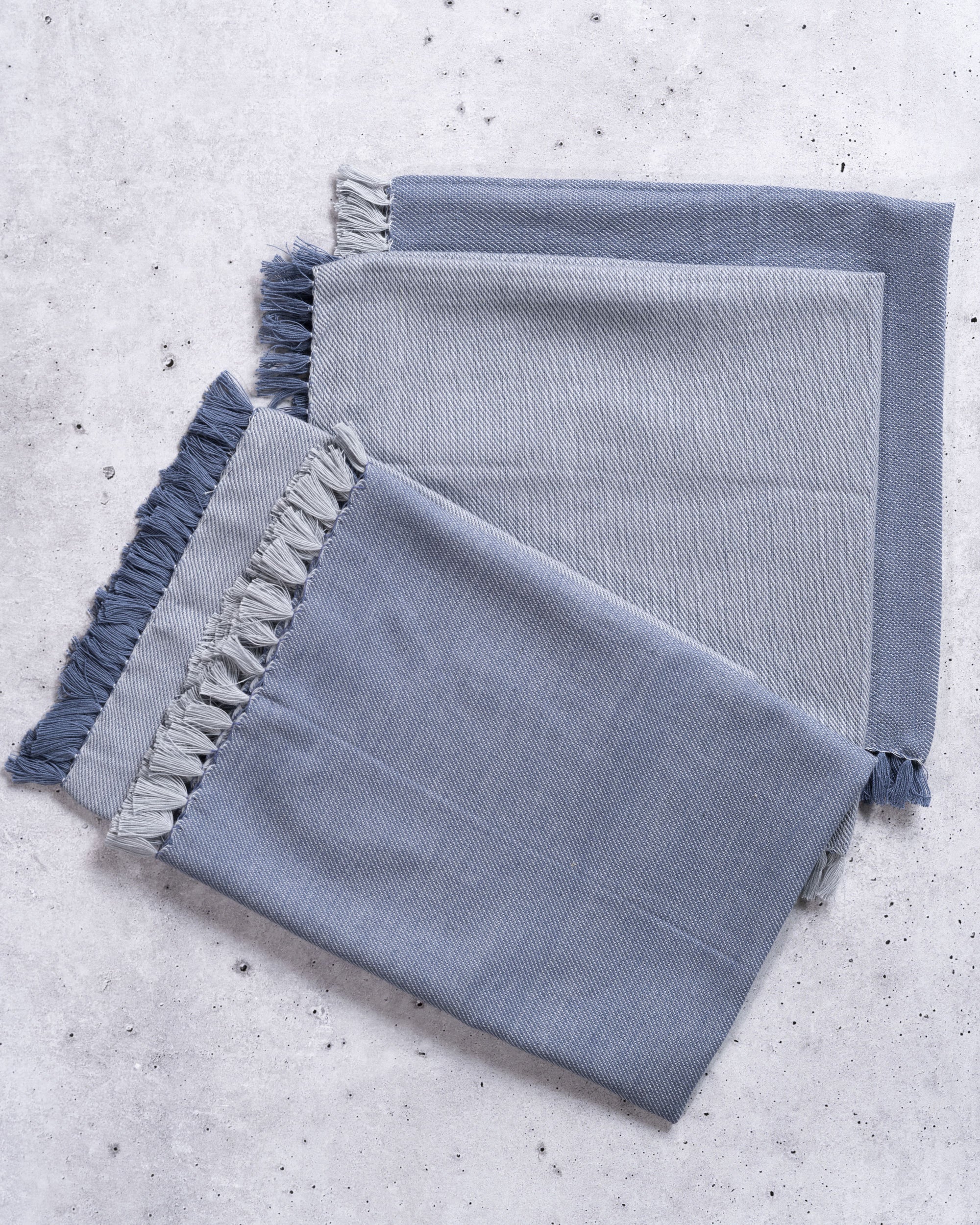 Double-Sided Fringe Cotton Napkins in Black and Silver