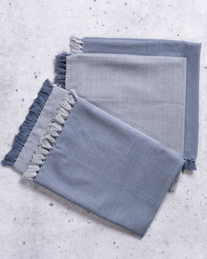 Double-Sided Fringe Cotton Napkins in Black and Silver