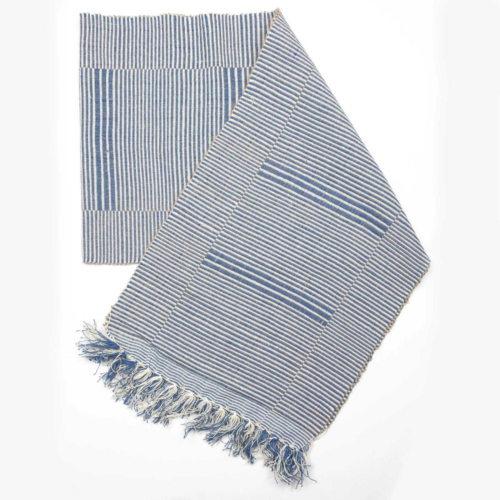 70 inch handloomed blue table runner, artisanal cotton table décor for dining