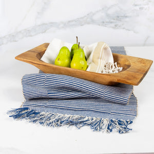 Artisan handloomed blue table runner, 70 inch cloth for dinner table décor