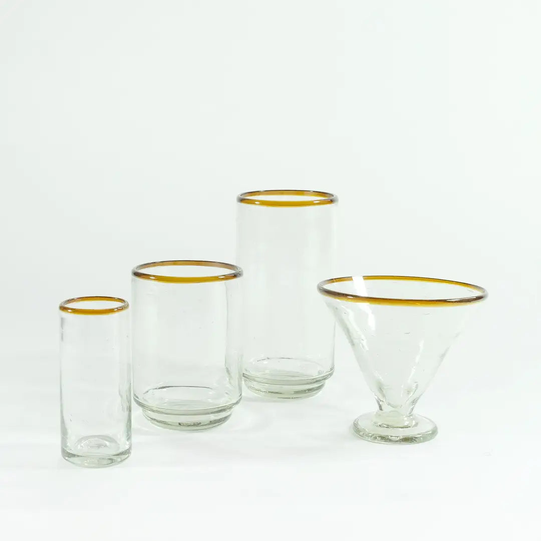 Med Amber Rim Stacking Drinking Glass