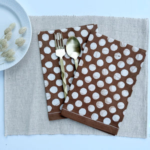 Amber polka dots dinner napkins set, premium cotton table napkins for dining