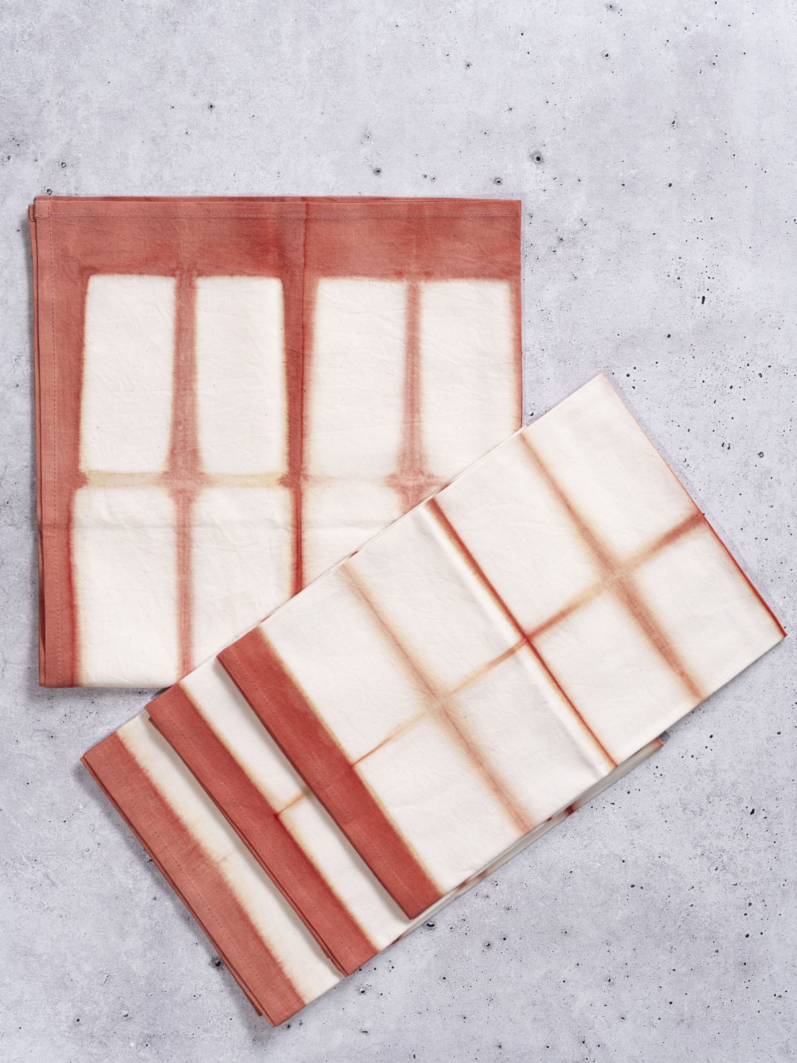 Amber rectangle pattern Shibori cotton napkin, handcrafted cloth table linen