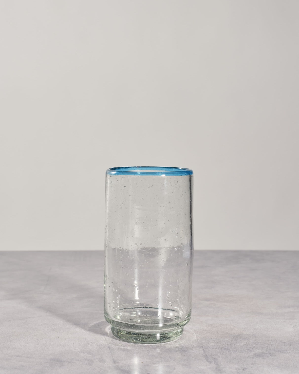 Large Aqua Rim Stacking Glass