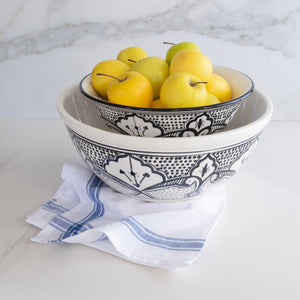 "Hand painted Haqima 12 inch deep bowl, large serving dish"
