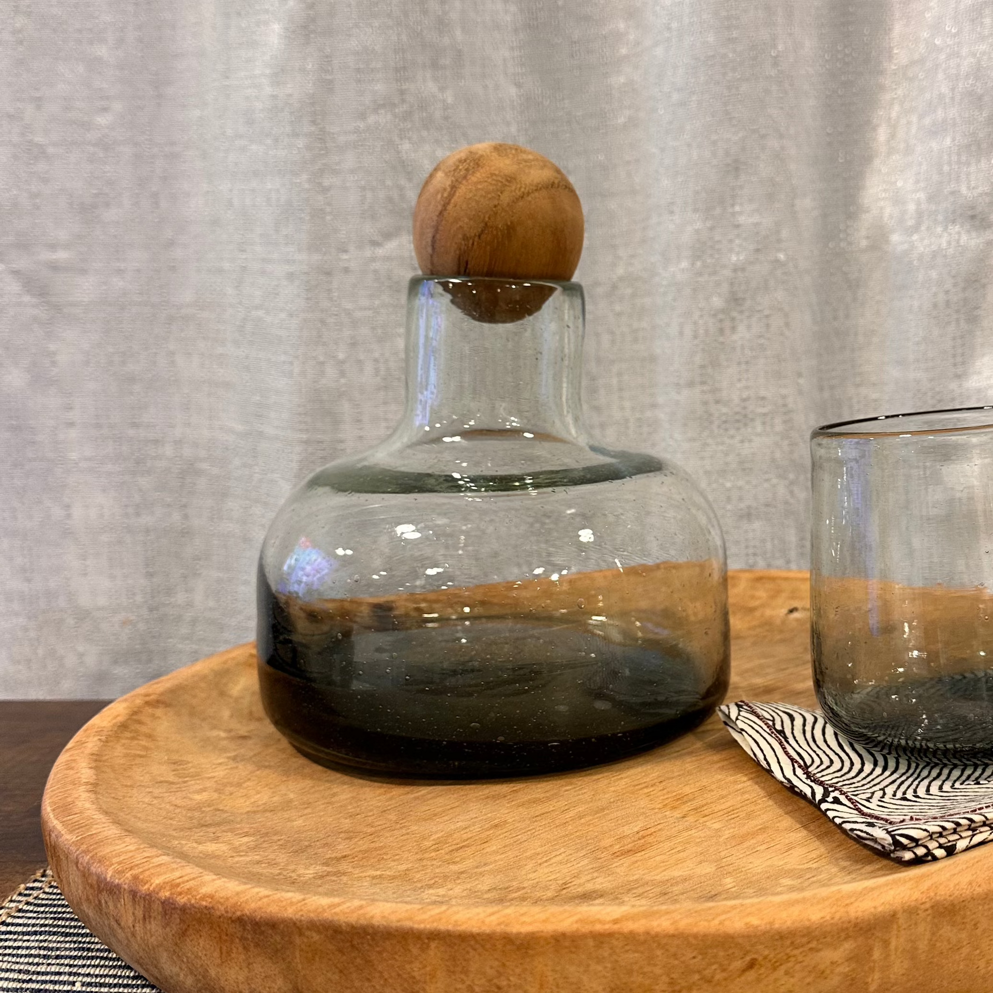 Black Orlando Bottle/Decanter with Wood Topper