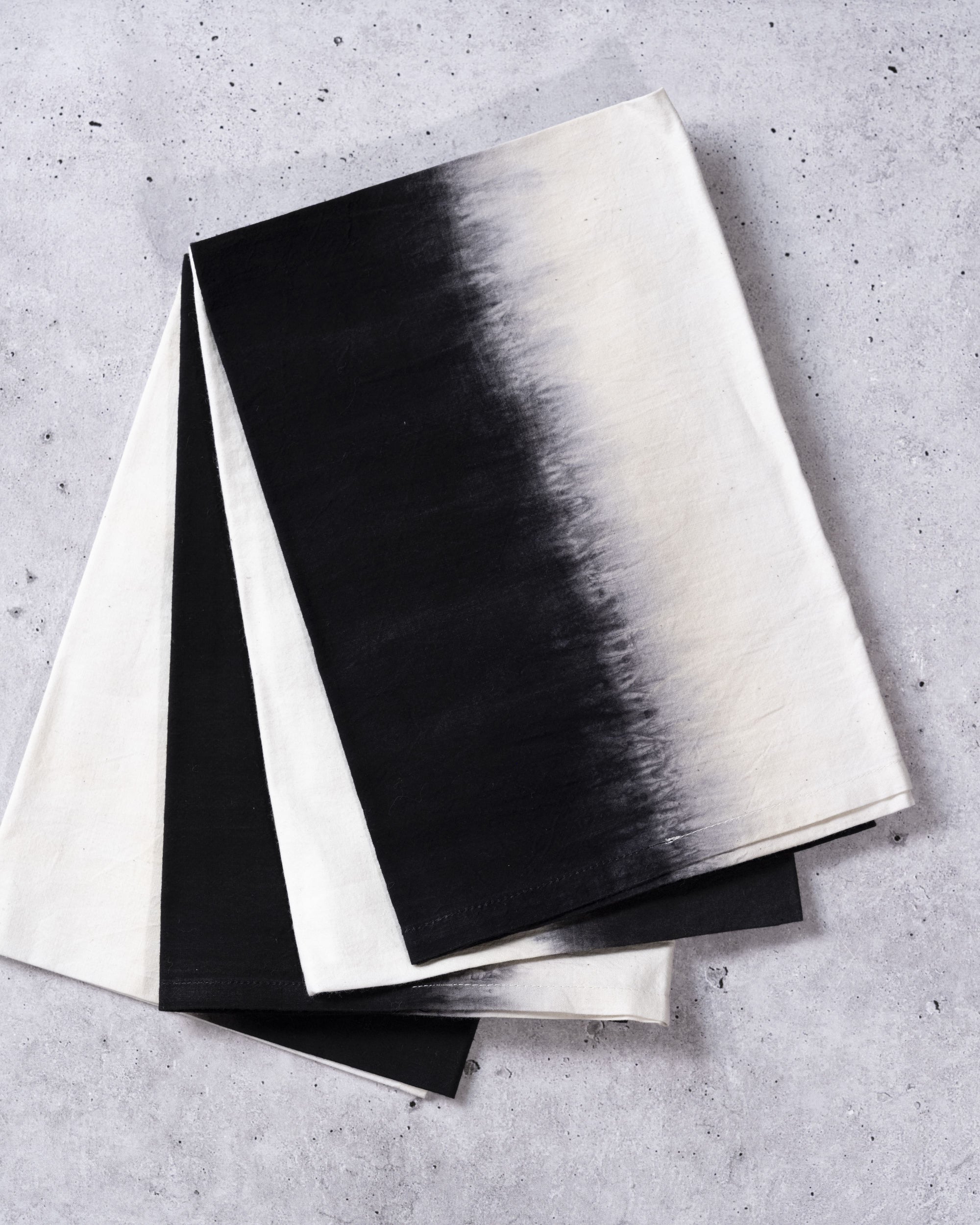 Black Ombré Shibori Cotton Napkins