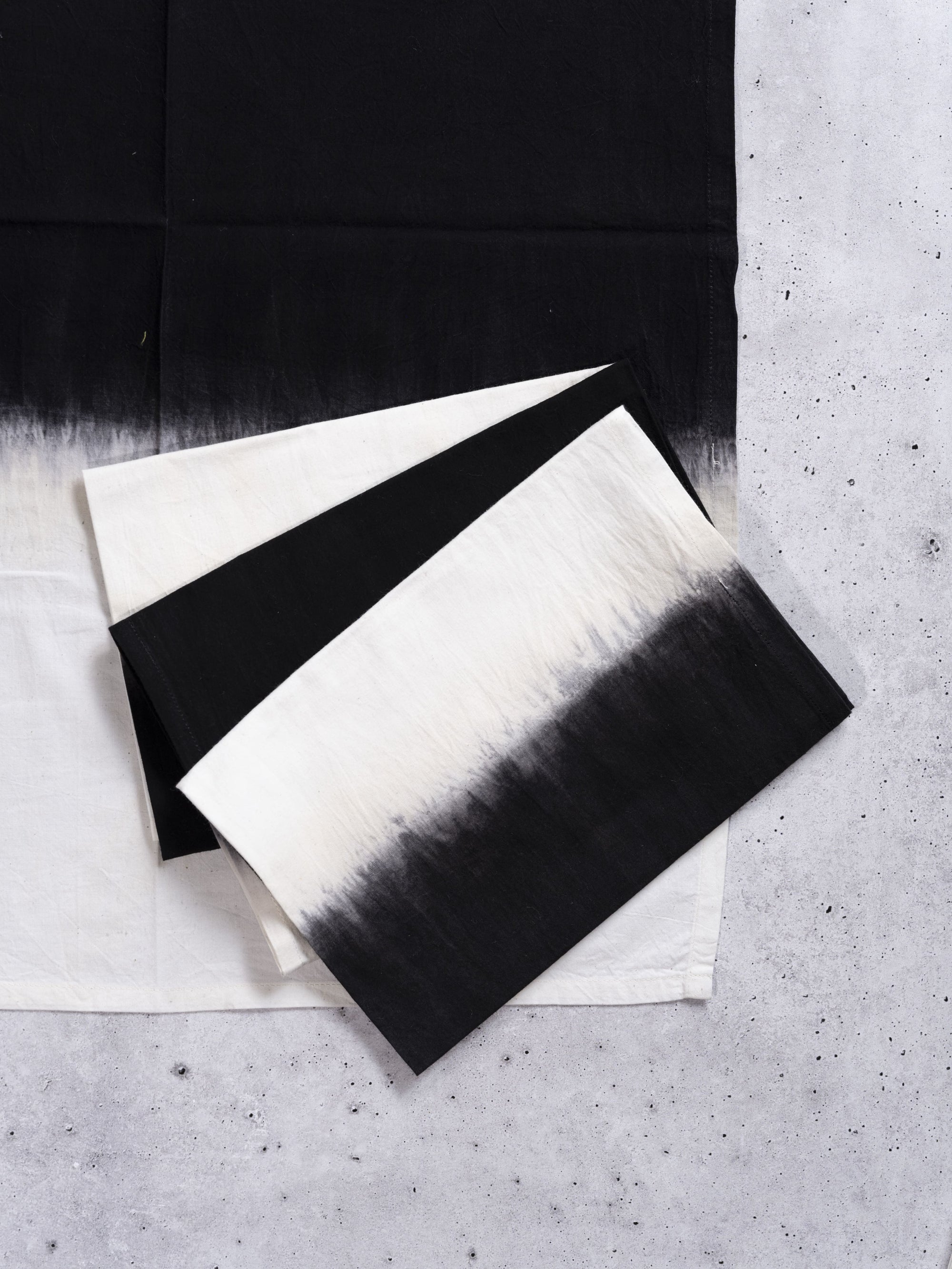 Black Ombré Shibori Cotton Napkins