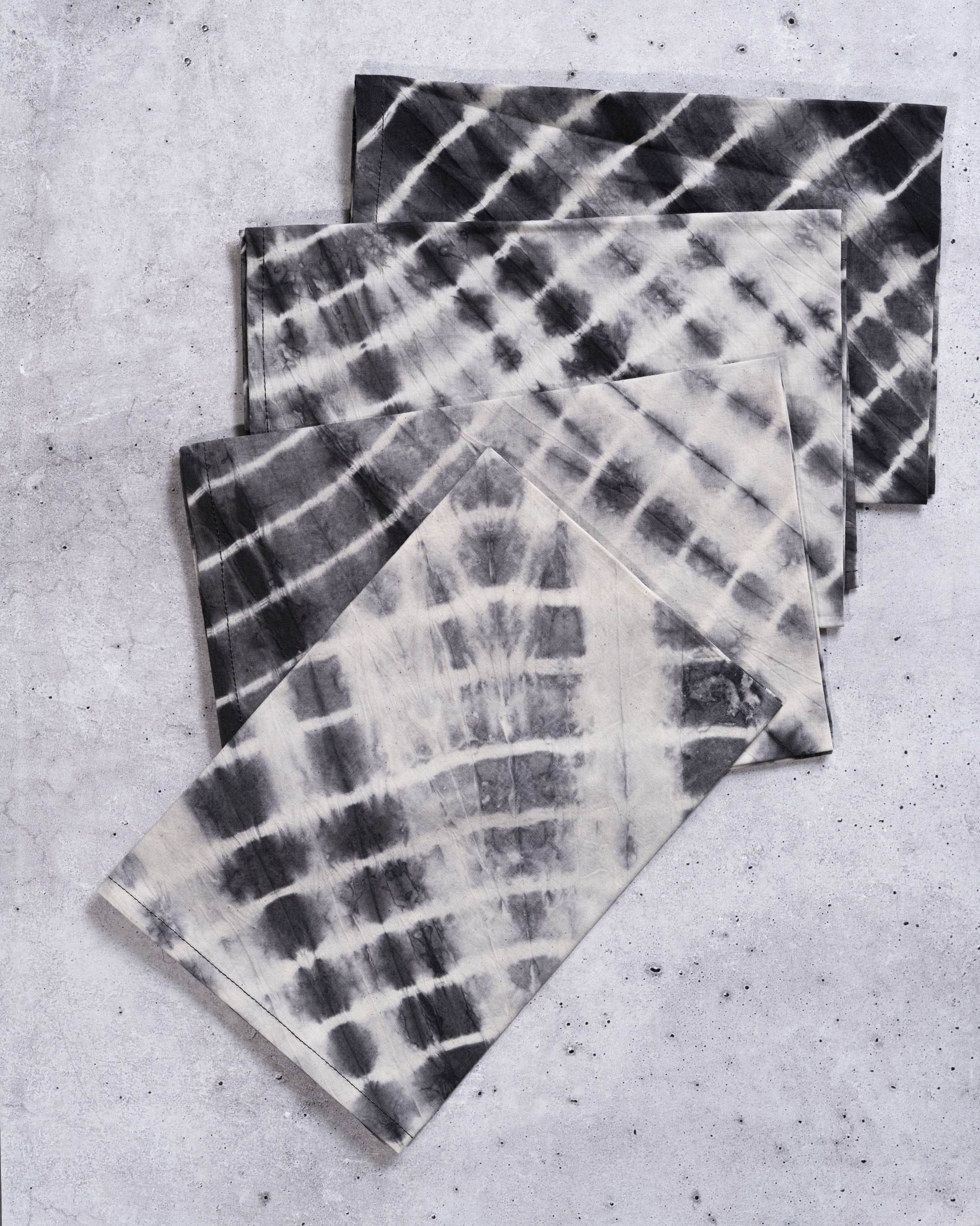 Black Shibori Tie-Dye Cotton Napkins