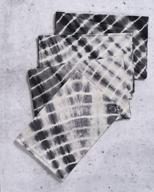 Black Shibori Tie-Dye Cotton Napkins