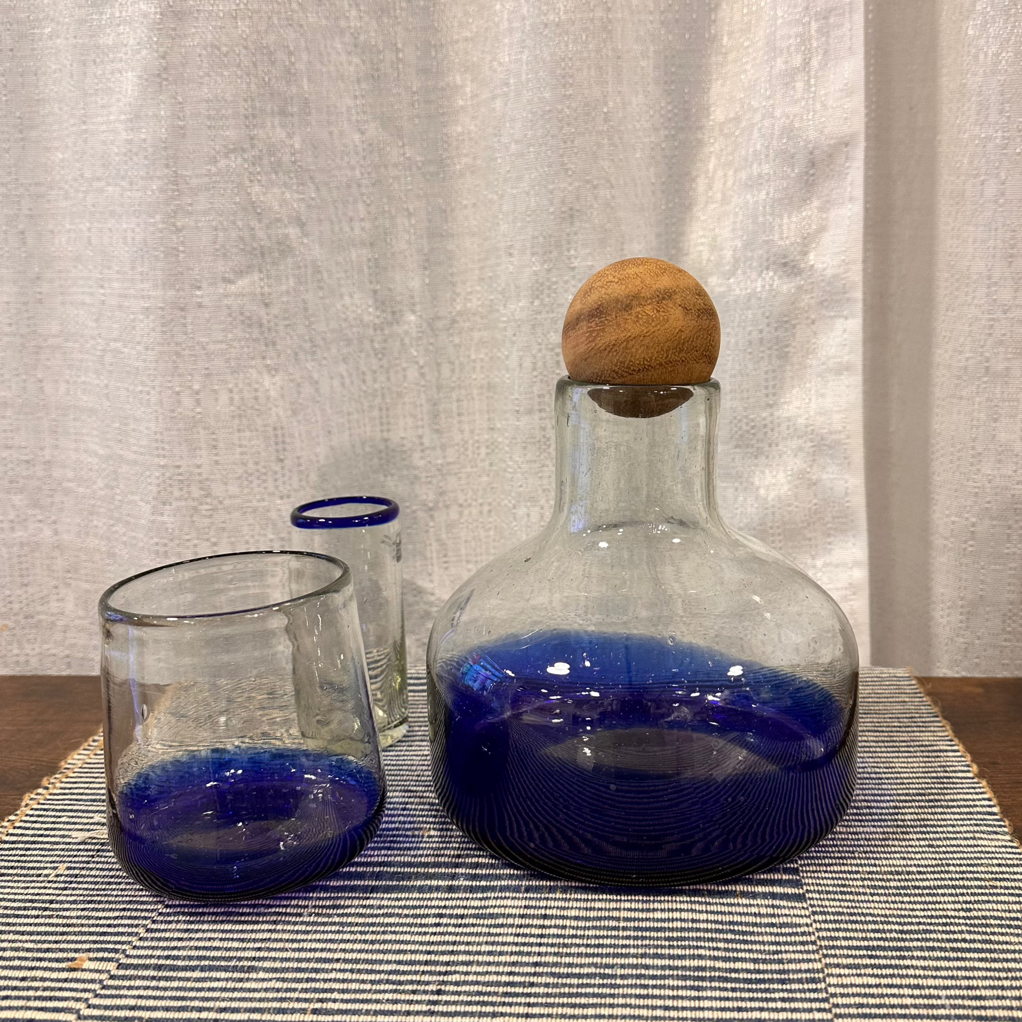 Blue Orlando Bottle/Decanter with Wood Topper