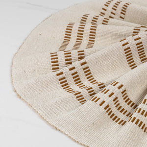 "Elegant neutral table runner, modern farmhouse dining table decoration"