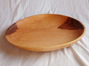 "21 inch wide textured wooden bowl, eco-friendly kitchen and home decor"