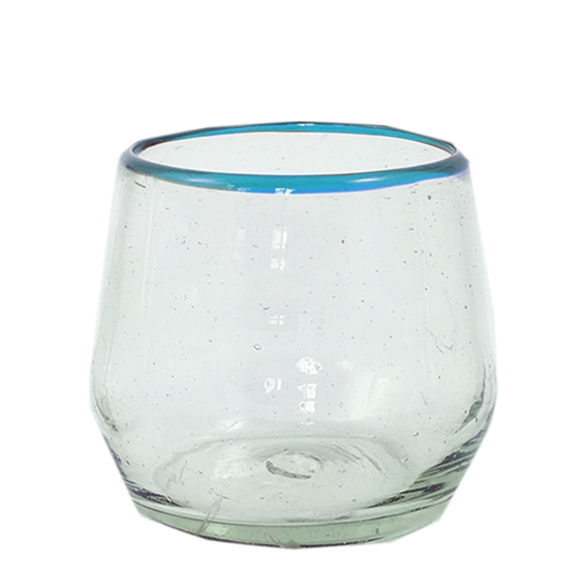 Blue Rim Roly Wine Glass