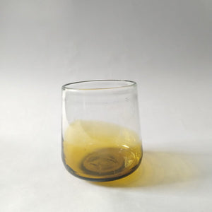 Handmade half amber color and half clear drinking glass 