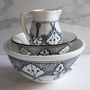 "10 inch medium deep Haqima bowl, hand painted rustic serveware"