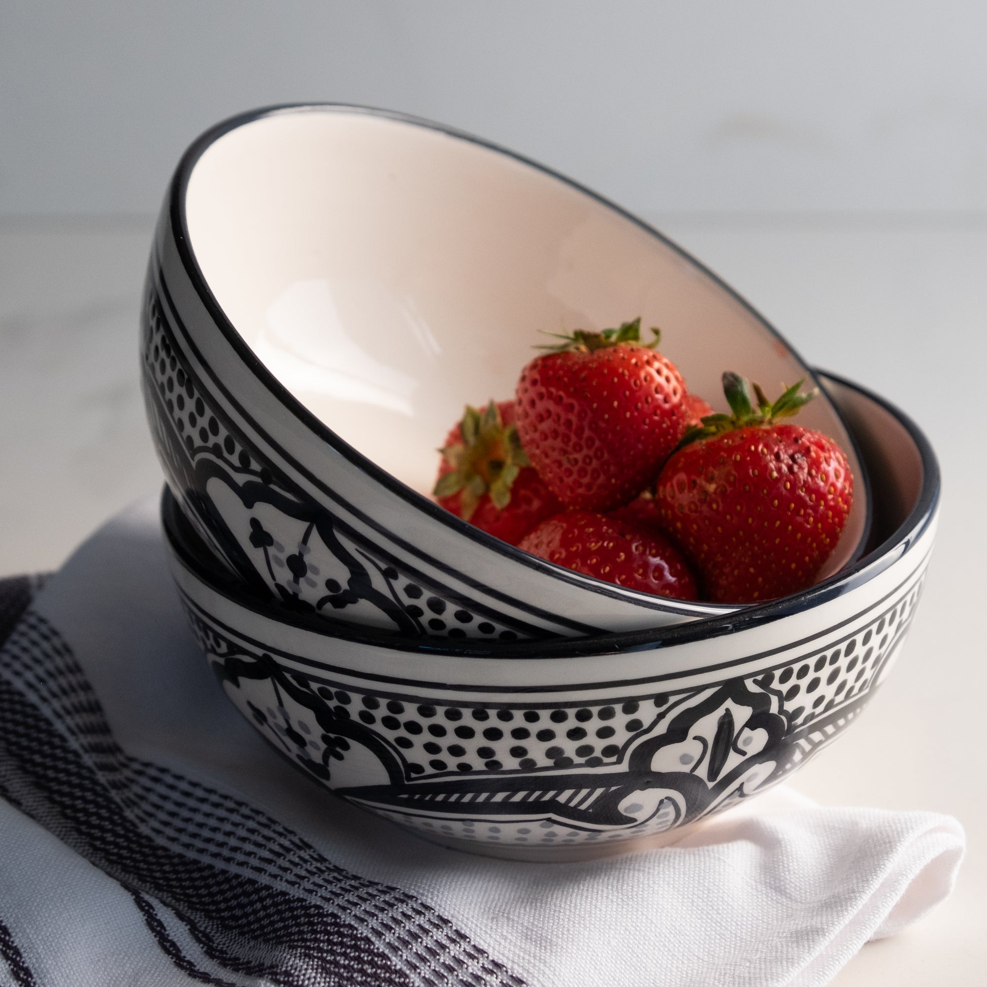 "Artisan Haqima hand painted ceramic cereal bowl for dining"