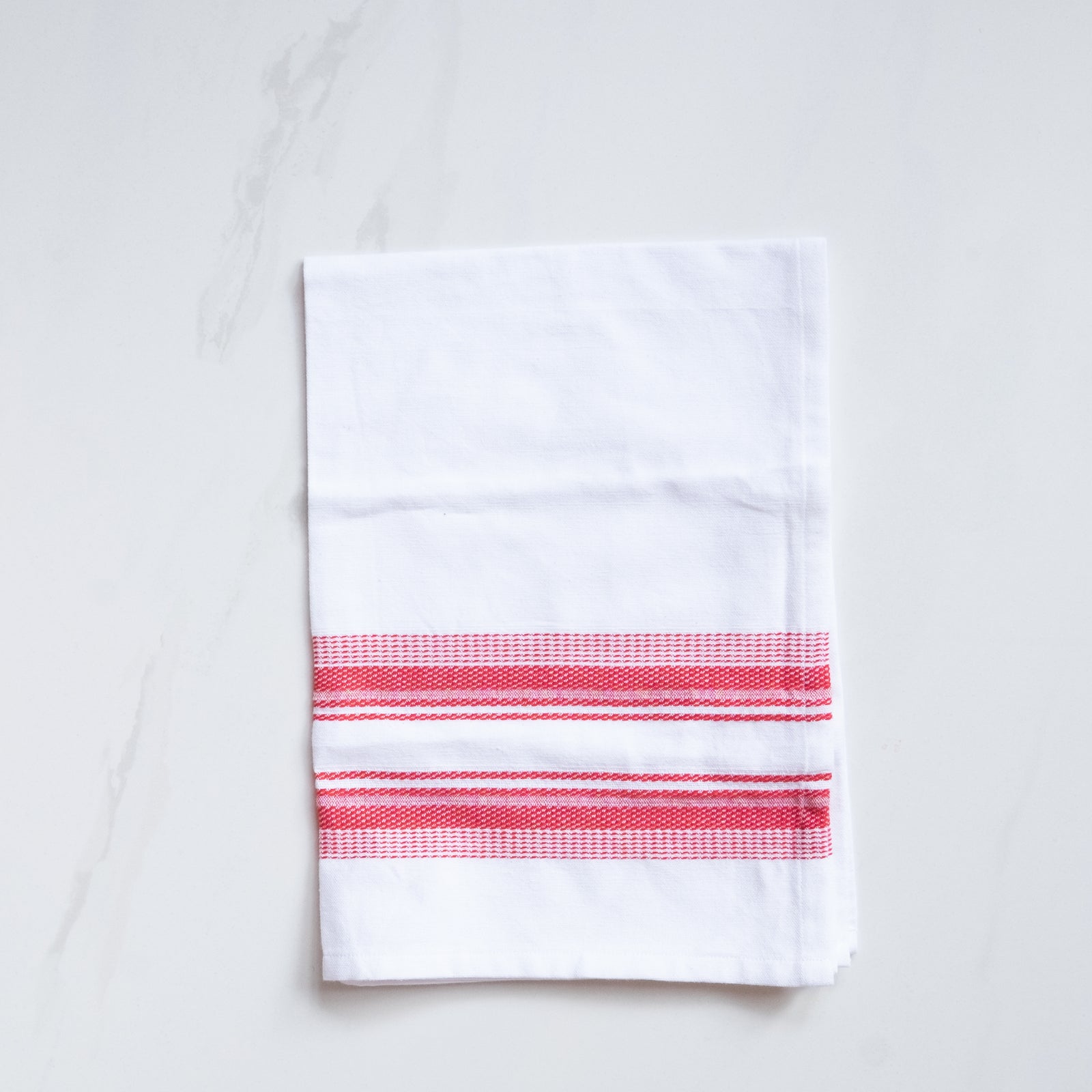 "Red stripe Antigua cotton kitchen towels, reusable and absorbent dish cloths"