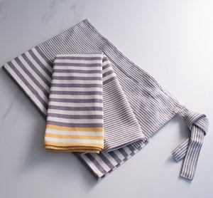 Gray with Yellow Stripes Kitchen Towels - Set of 2