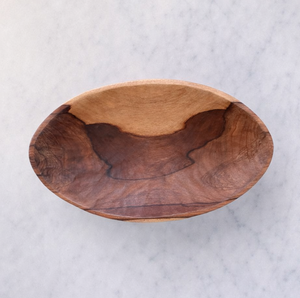 22" Oval Hand-Carved Wooden Bowl