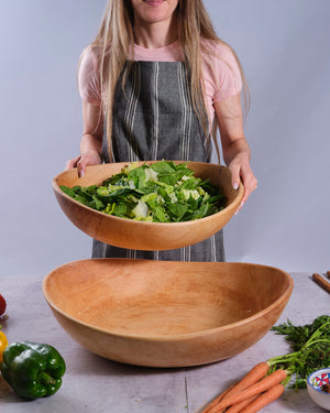 17" Large Wave Wood Salad Bowl