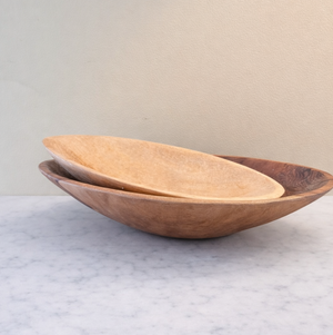 22" Oval Hand-Carved Wooden Bowl