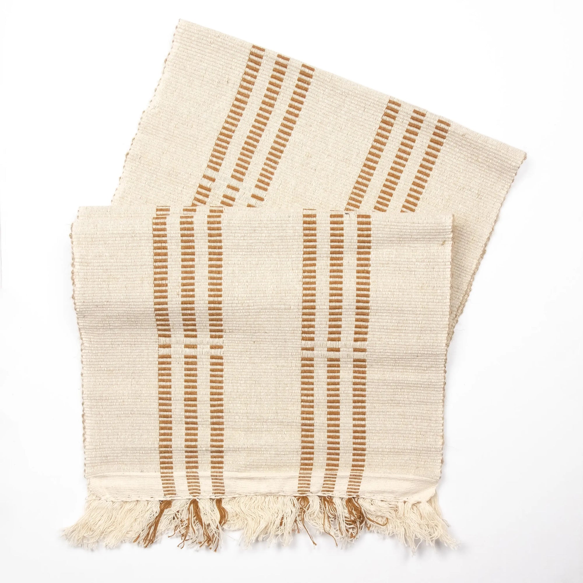 "Neutral table runner for dining table decor, minimalist cotton table linen"