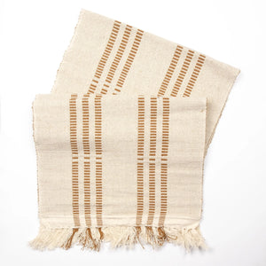 "Neutral table runner for dining table decor, minimalist cotton table linen"