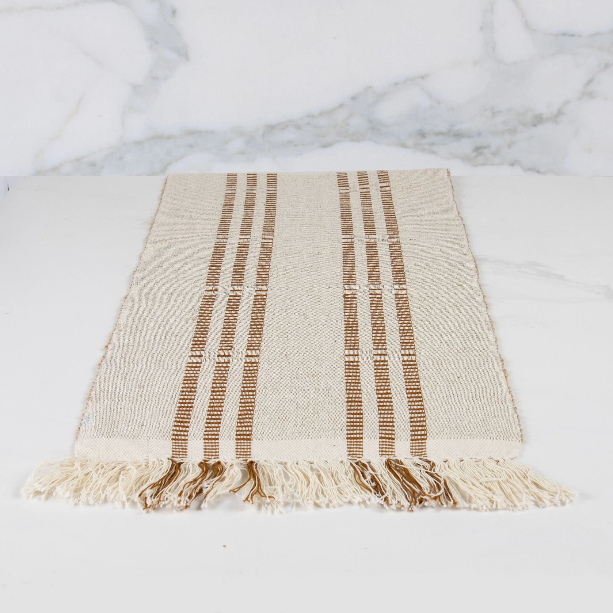 "Neutral cotton table runner, versatile table decor for everyday dining"