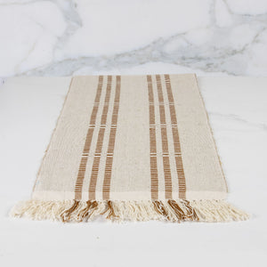 "Neutral cotton table runner, versatile table decor for everyday dining"