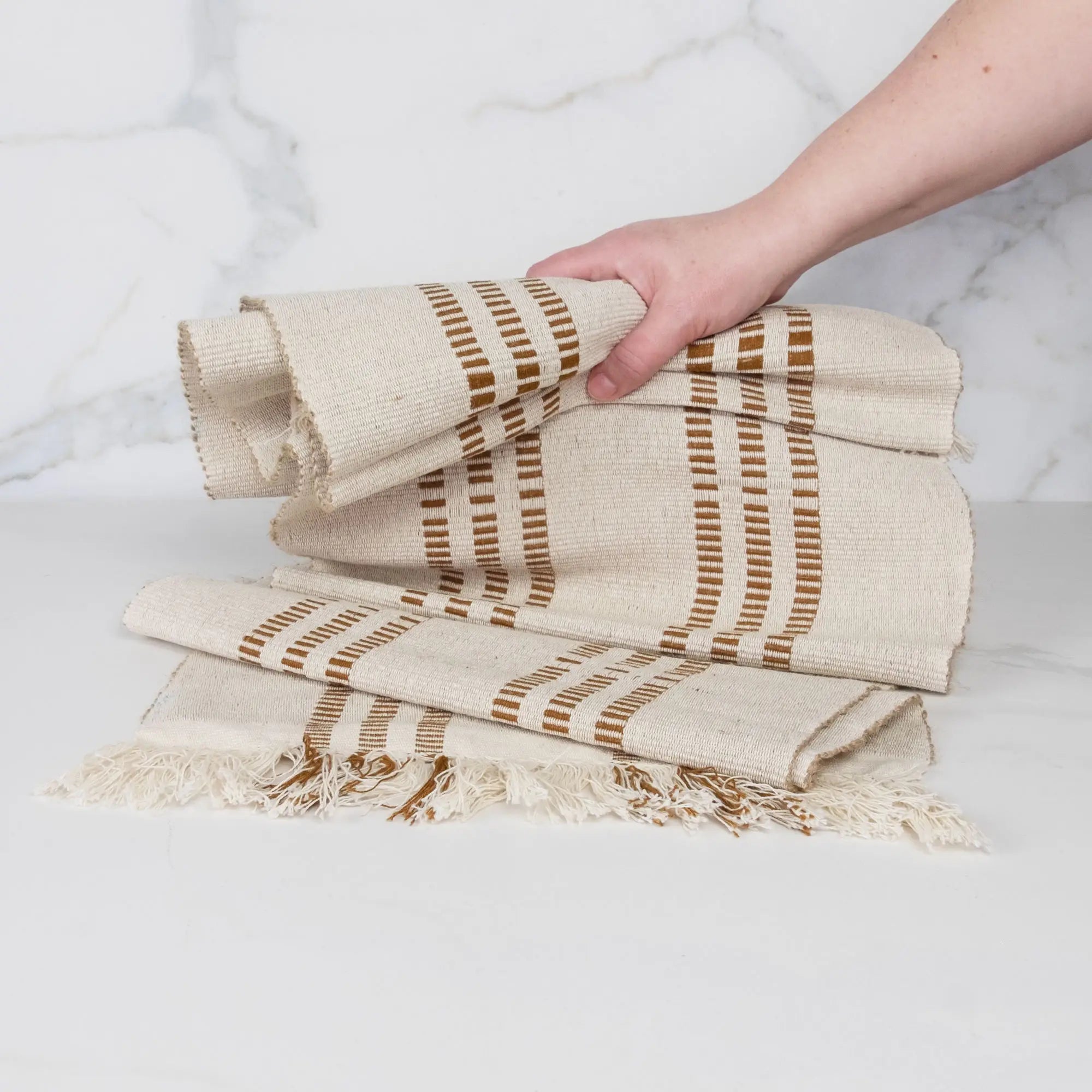 "Beige neutral table runner, chic dining decor for casual and formal settings"