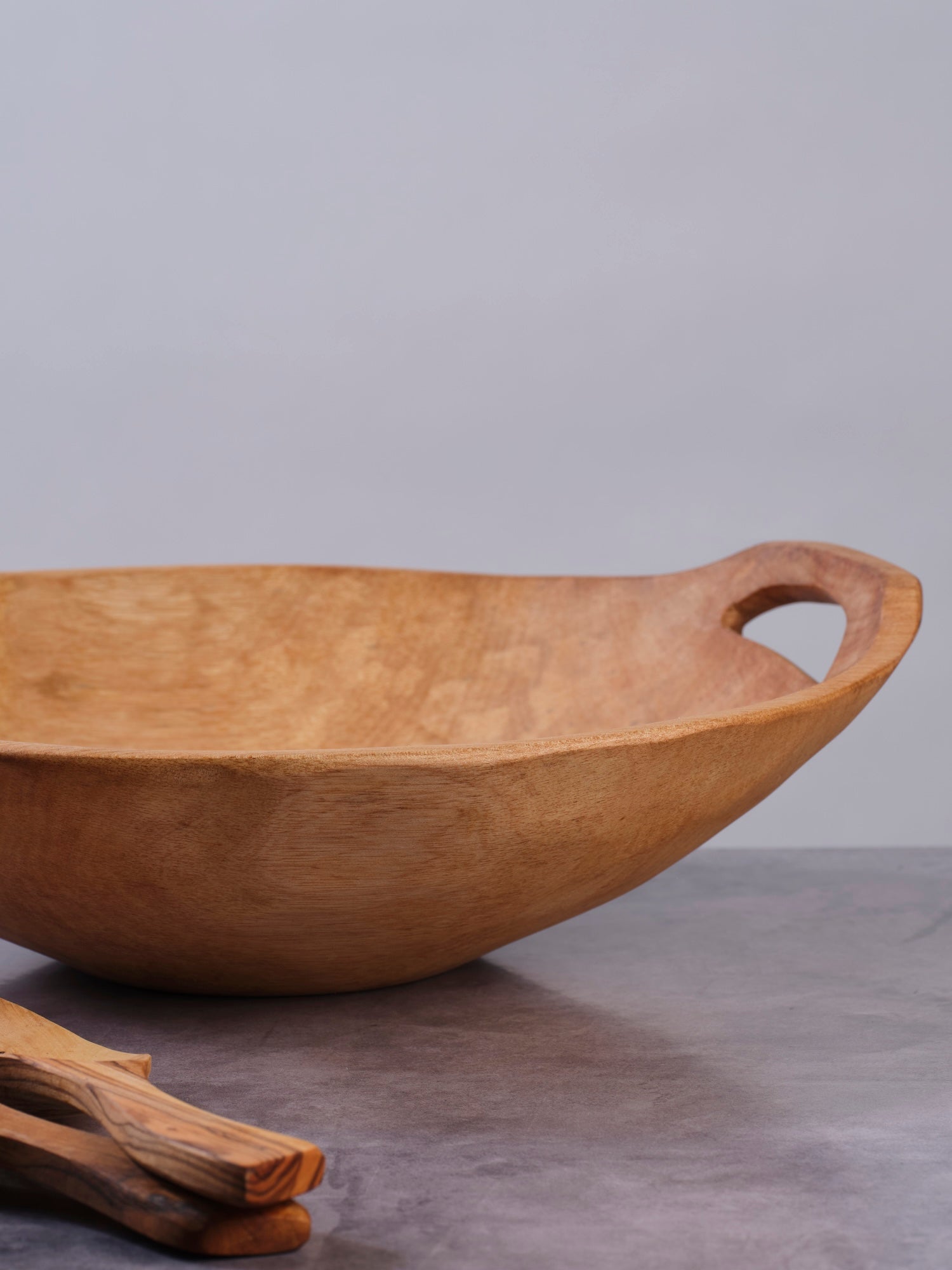 "Large 17 inch wooden square bowl, nesting design for serving or decor"
