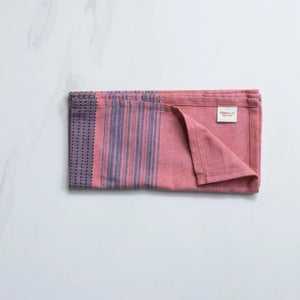 "Pink and blue stripe cloth dinner napkins, eco-friendly table setting"