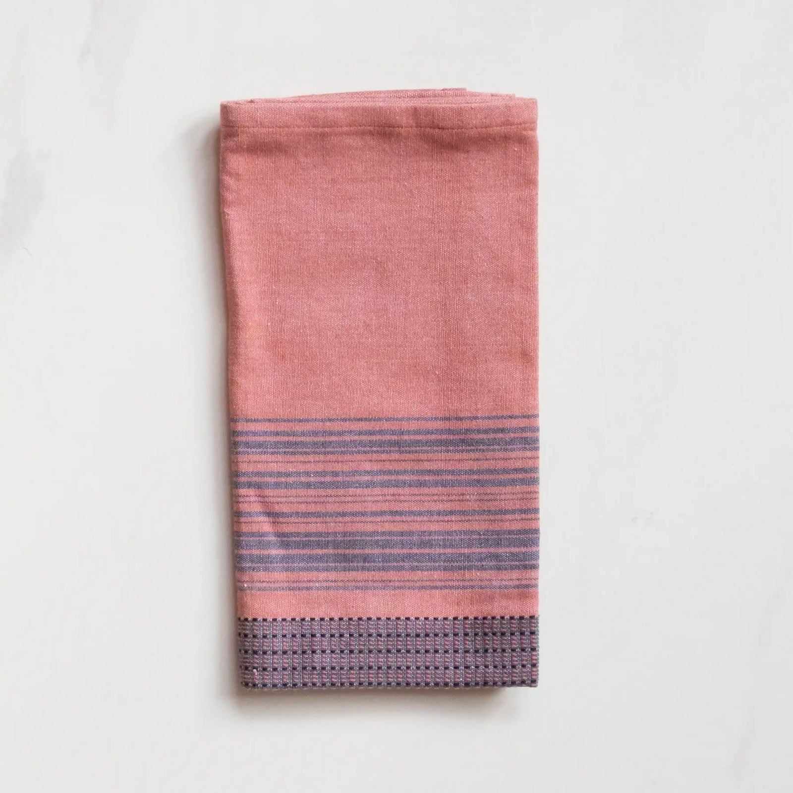 Pink with Blue Stripes Cotton Dinner Napkins