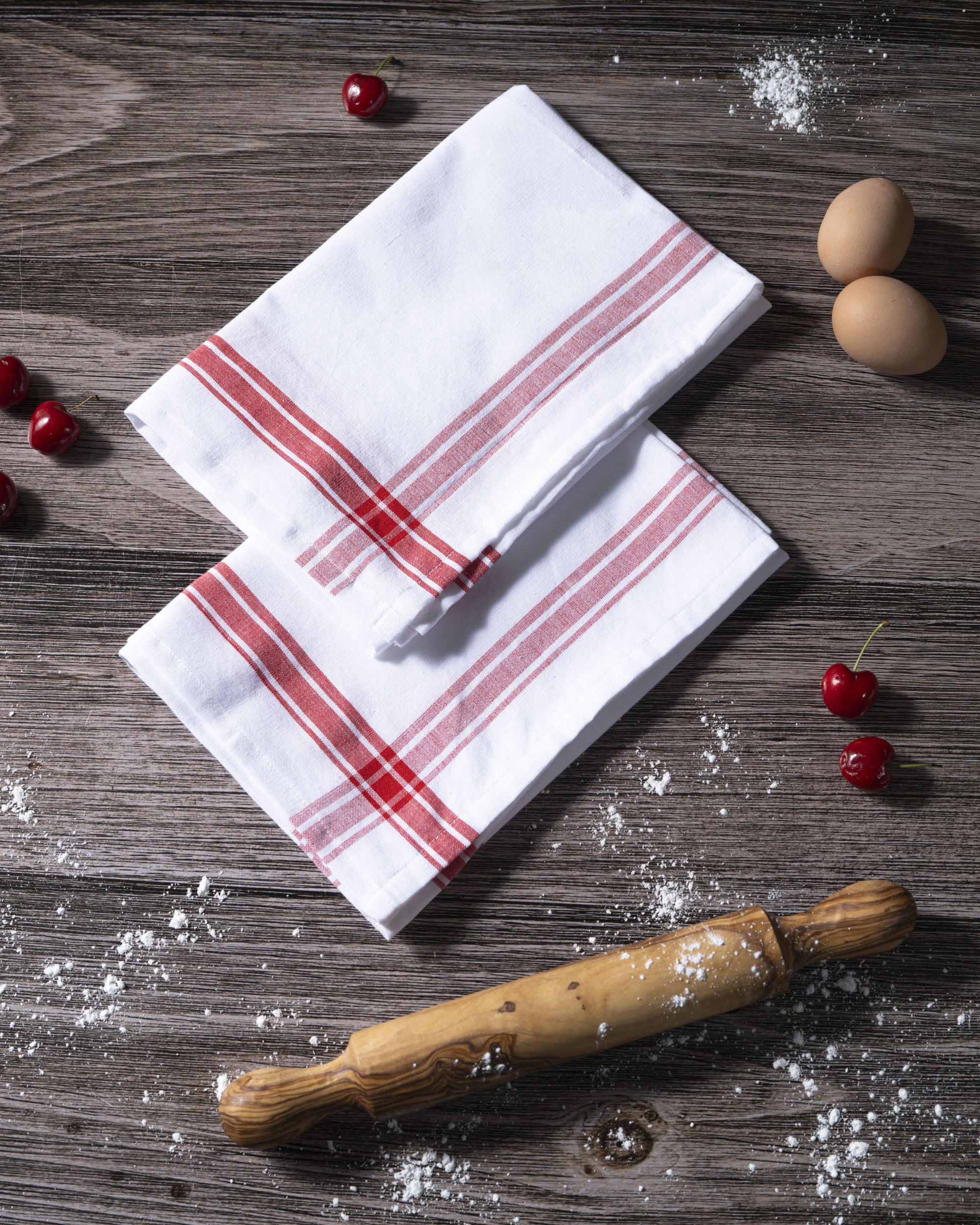 Red French Classic Cotton Kitchen Towels
