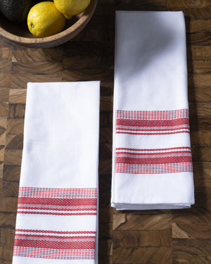 Red Stripe Antigua Cotton Kitchen Towels