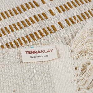 "Rustic neutral table runner, farmhouse dining table linen decoration"