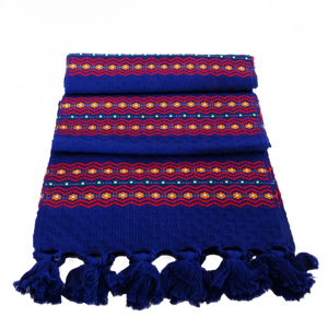 Blue Thick Stripe Florecitas Cotton Table Runner