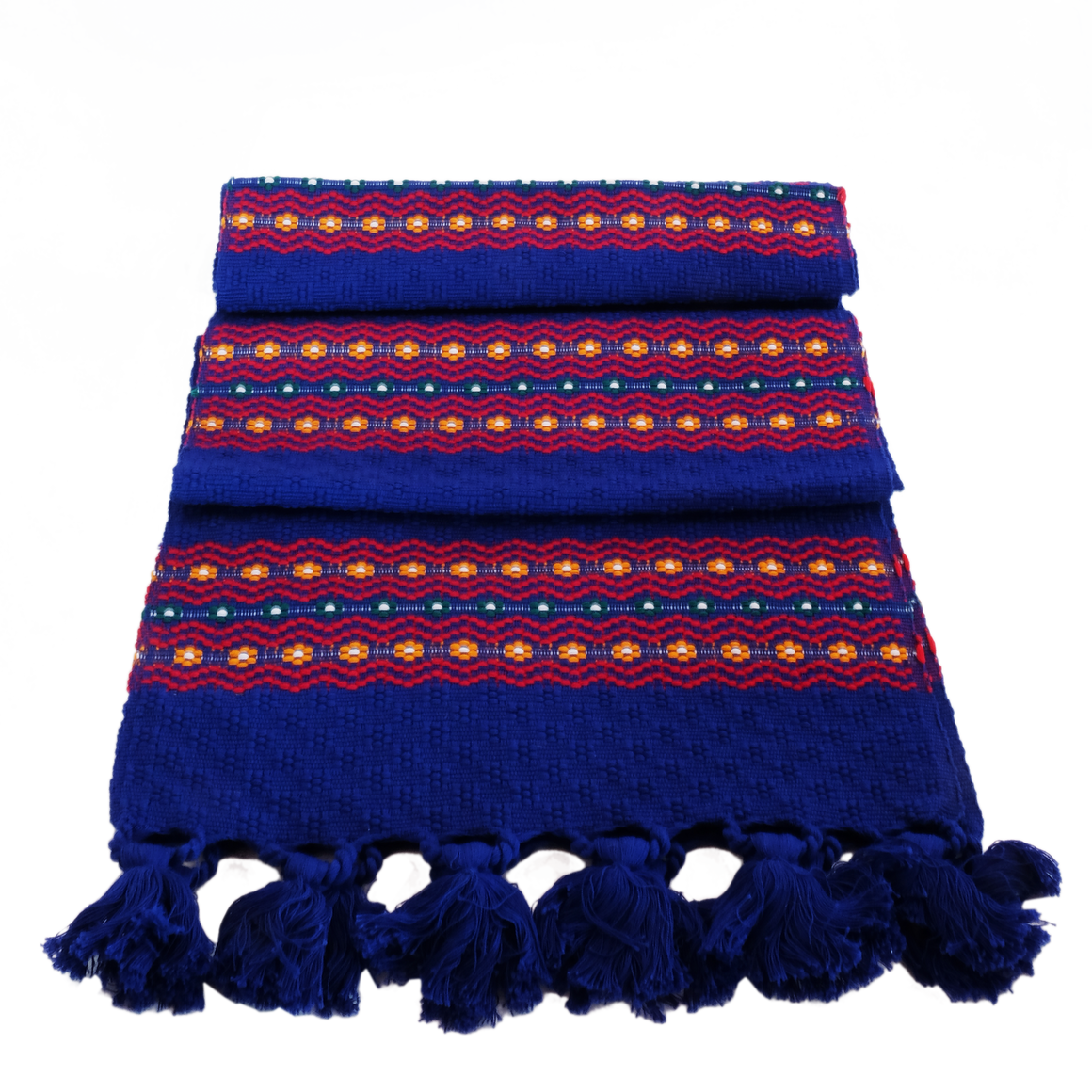 Blue Thick Stripe Florecitas Cotton Table Runner