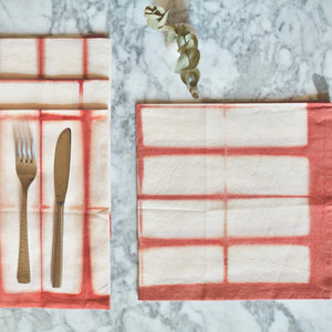  Rectangle Pattern Shibori Cotton Pink Napkins | TerraKlay