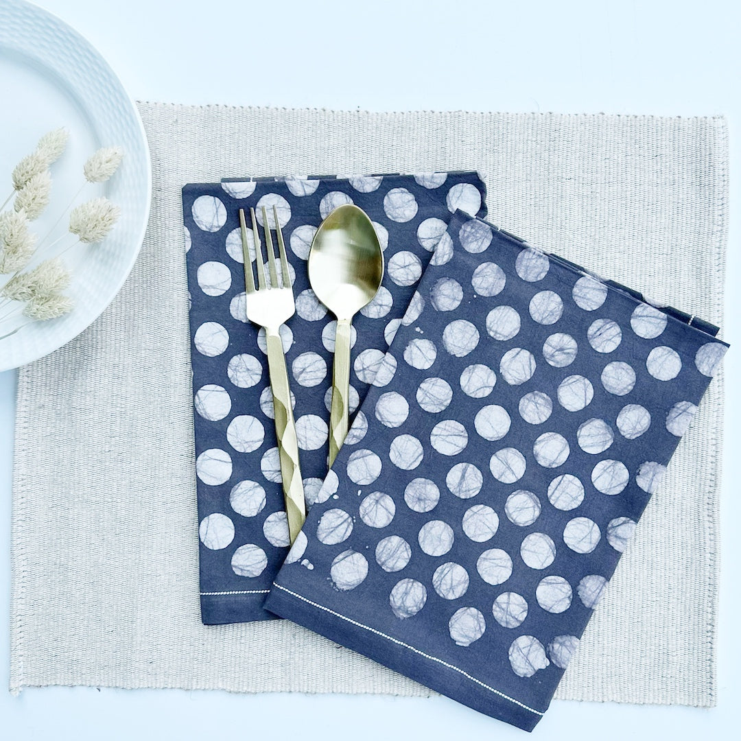 Polka Dots Dinner Napkins in Dark Gray